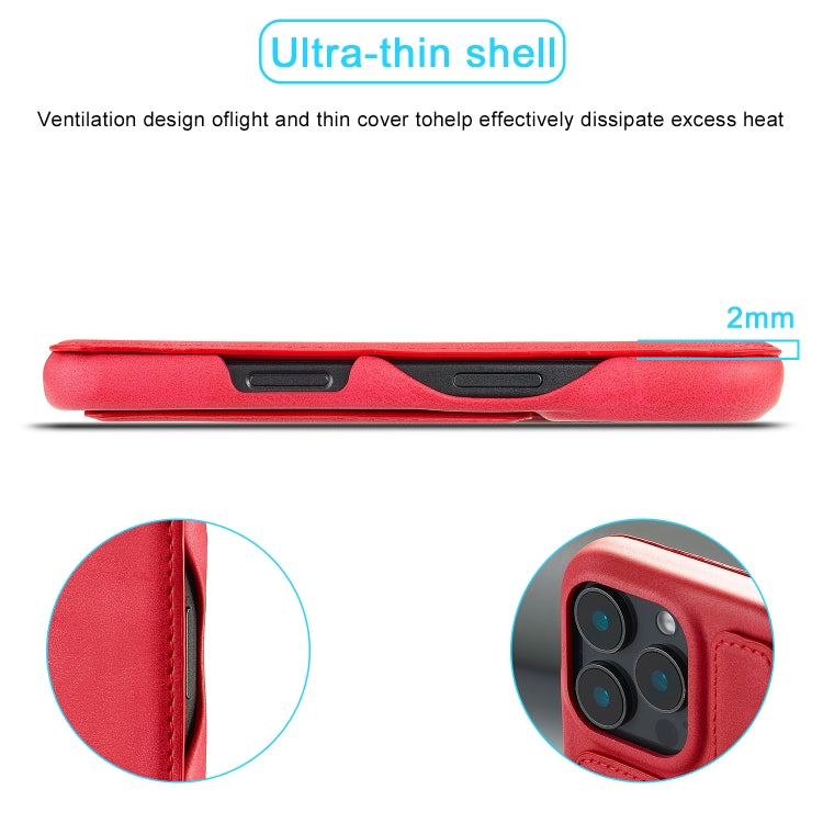 For iPhone 15 Pro Max LC.IMEEKE Hon Ancient Series Flip Leather Phone Case(Red)