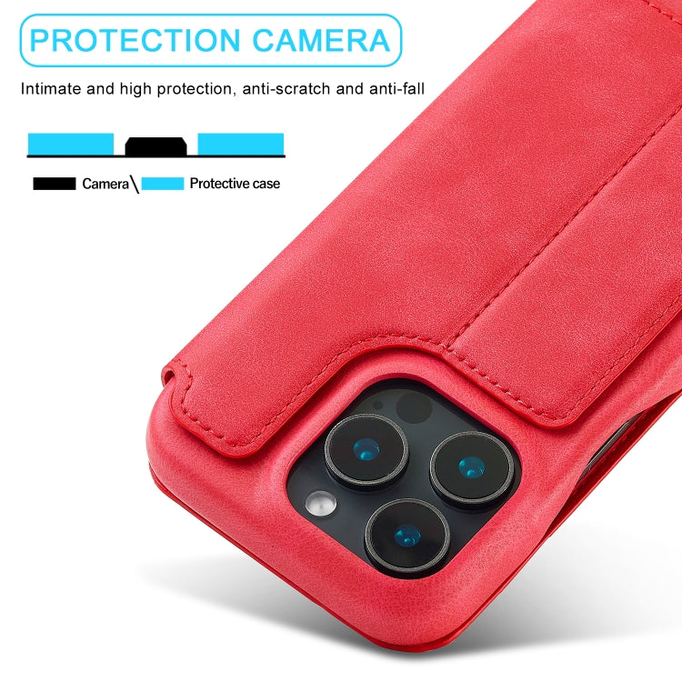 For iPhone 15 Pro Max LC.IMEEKE Hon Ancient Series Flip Leather Phone Case(Red)