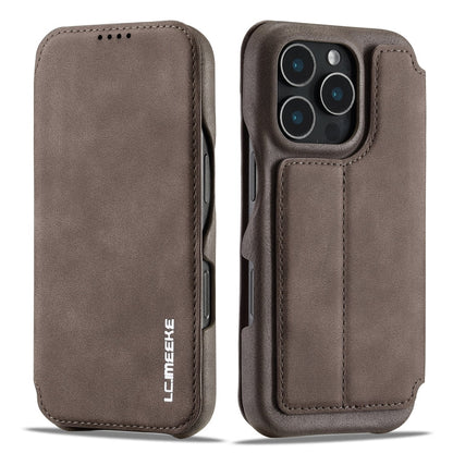 For iPhone 15 Pro Max LC.IMEEKE Hon Ancient Series Flip Leather Phone Case(Coffee)