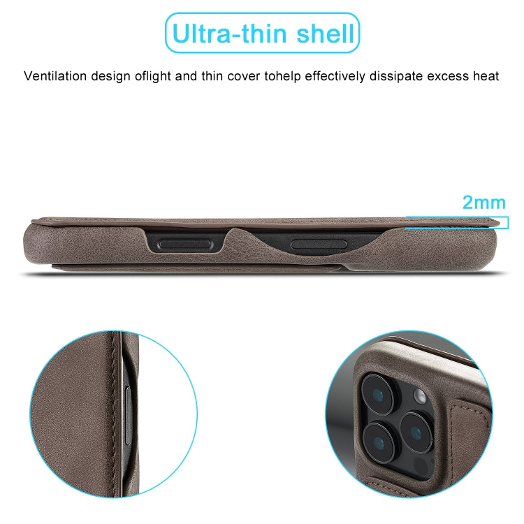 For iPhone 15 Pro Max LC.IMEEKE Hon Ancient Series Flip Leather Phone Case(Coffee)