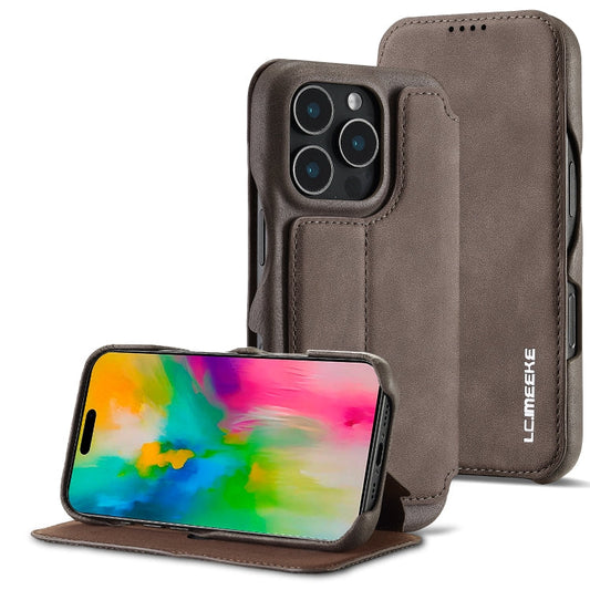 For iPhone 15 Pro Max LC.IMEEKE Hon Ancient Series Flip Leather Phone Case(Coffee)