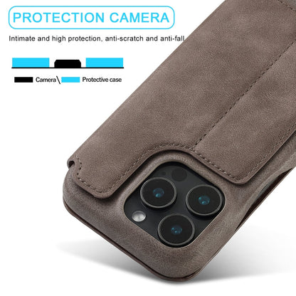 For iPhone 15 Pro Max LC.IMEEKE Hon Ancient Series Flip Leather Phone Case(Coffee)