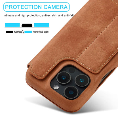 For iPhone 15 Pro Max LC.IMEEKE Hon Ancient Series Flip Leather Phone Case(Brown)