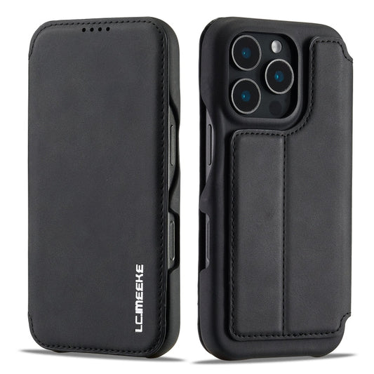 For iPhone 15 Pro LC.IMEEKE Hon Ancient Series Flip Leather Phone Case(Black)