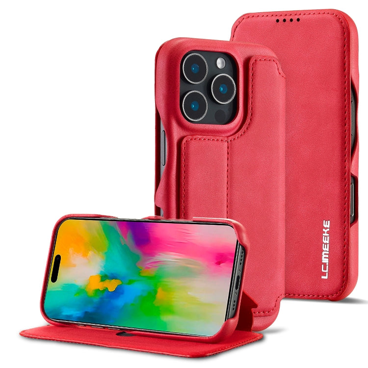 For iPhone 15 Pro LC.IMEEKE Hon Ancient Series Flip Leather Phone Case(Red)