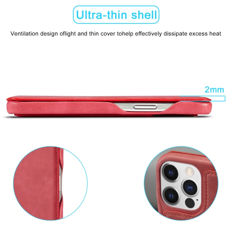 For iPhone 15 Pro LC.IMEEKE Hon Ancient Series Flip Leather Phone Case(Red)