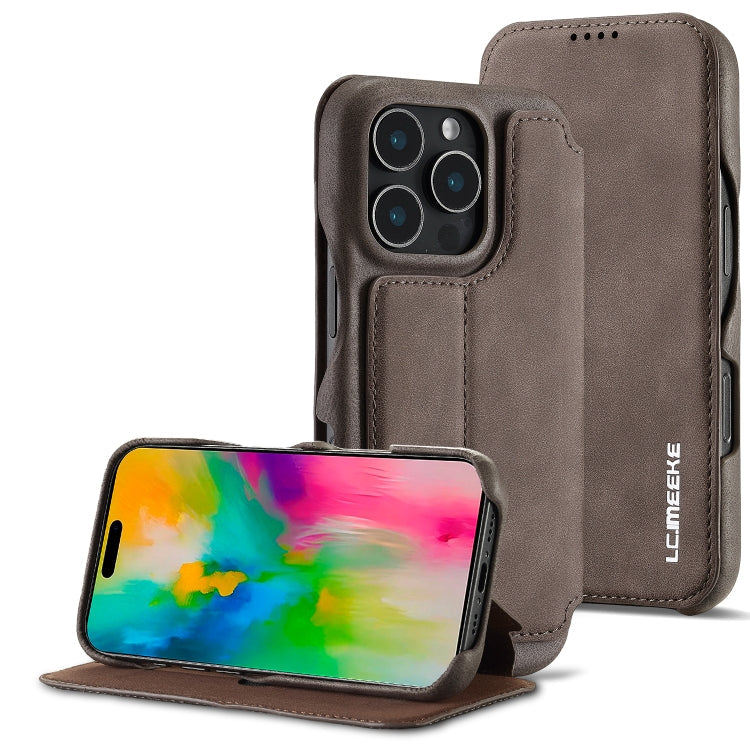For iPhone 15 Pro LC.IMEEKE Hon Ancient Series Flip Leather Phone Case(Coffee)