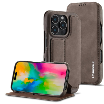For iPhone 15 Pro LC.IMEEKE Hon Ancient Series Flip Leather Phone Case(Coffee)