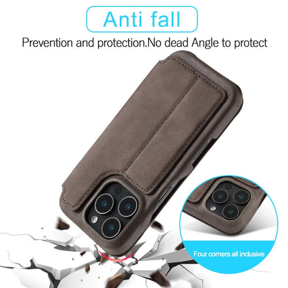 For iPhone 15 Pro LC.IMEEKE Hon Ancient Series Flip Leather Phone Case(Coffee)