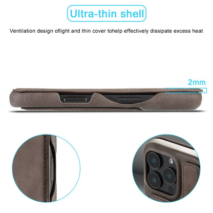 For iPhone 15 Pro LC.IMEEKE Hon Ancient Series Flip Leather Phone Case(Coffee)