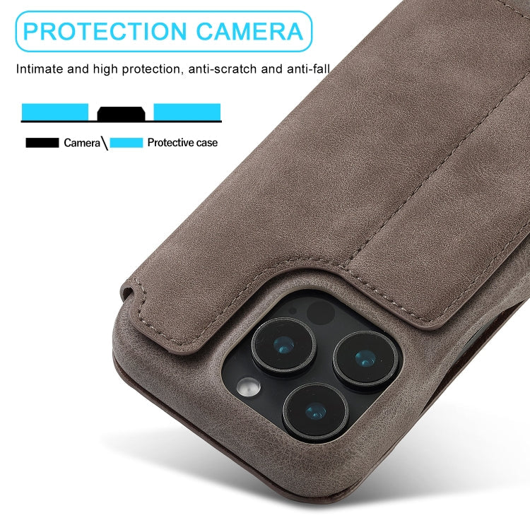For iPhone 15 Pro LC.IMEEKE Hon Ancient Series Flip Leather Phone Case(Coffee)
