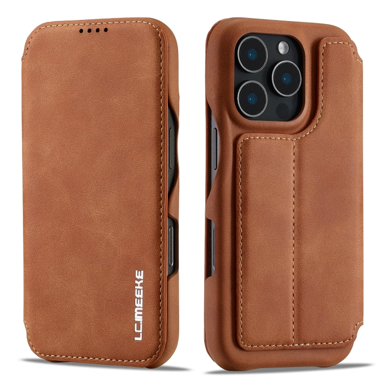 For iPhone 15 Pro LC.IMEEKE Hon Ancient Series Flip Leather Phone Case(Brown)