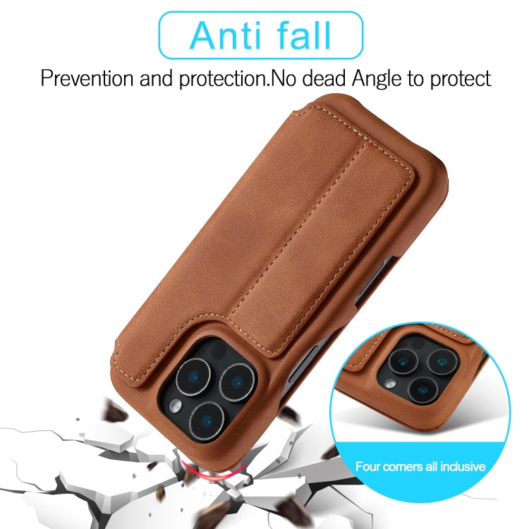 For iPhone 15 Pro LC.IMEEKE Hon Ancient Series Flip Leather Phone Case(Brown)