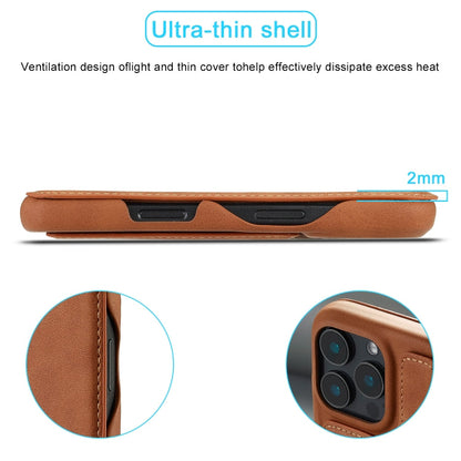 For iPhone 15 Pro LC.IMEEKE Hon Ancient Series Flip Leather Phone Case(Brown)