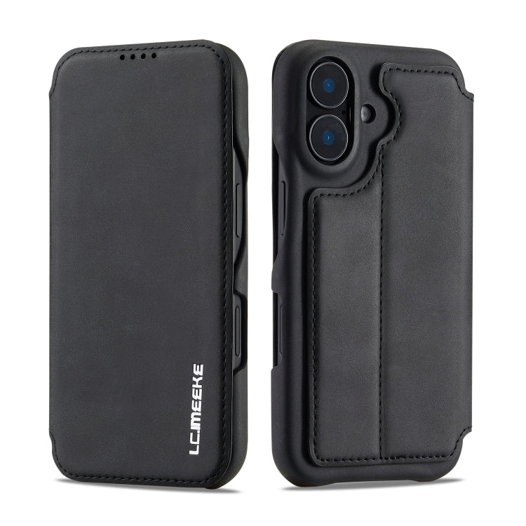 For iPhone 15 Plus LC.IMEEKE Hon Ancient Series Flip Leather Phone Case(Black)