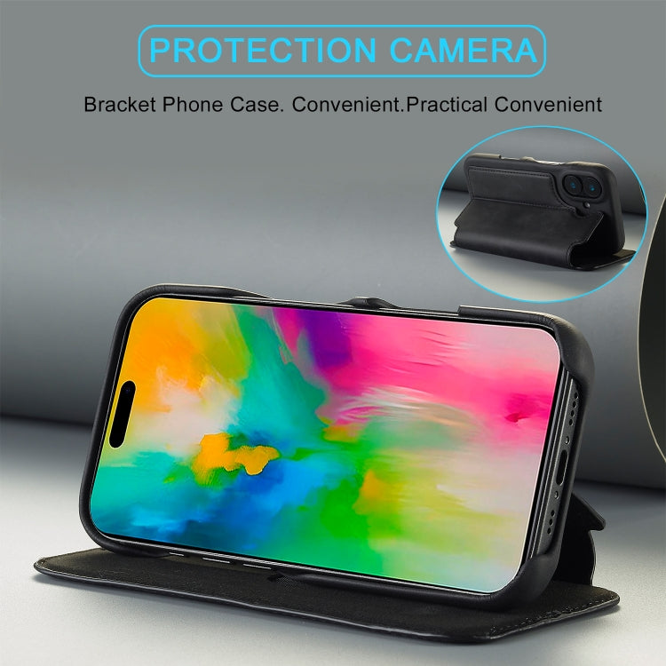 For iPhone 15 Plus LC.IMEEKE Hon Ancient Series Flip Leather Phone Case(Black)