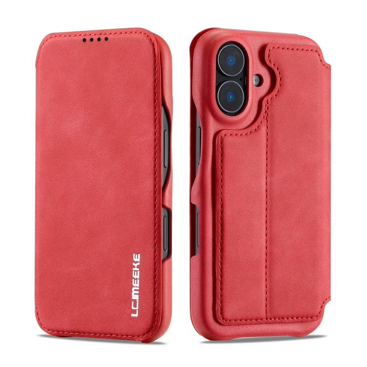 For iPhone 15 Plus LC.IMEEKE Hon Ancient Series Flip Leather Phone Case(Red)