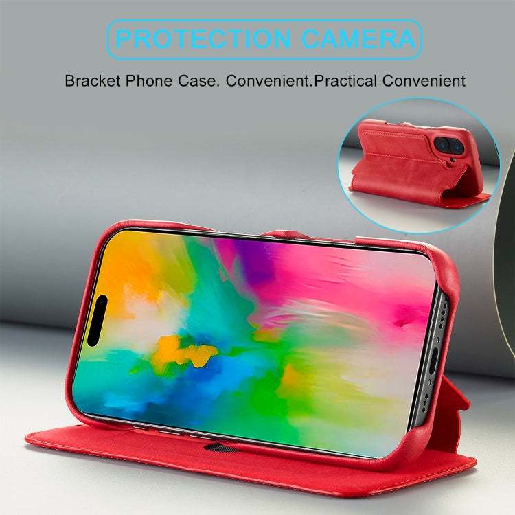 For iPhone 15 Plus LC.IMEEKE Hon Ancient Series Flip Leather Phone Case(Red)