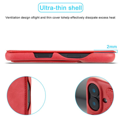 For iPhone 15 Plus LC.IMEEKE Hon Ancient Series Flip Leather Phone Case(Red)