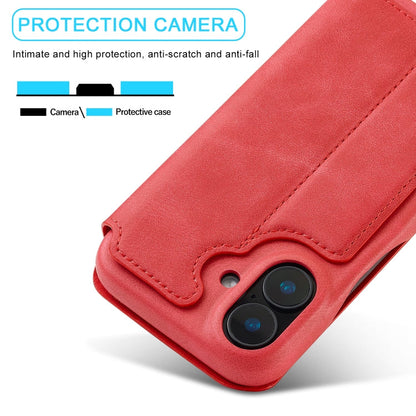 For iPhone 15 Plus LC.IMEEKE Hon Ancient Series Flip Leather Phone Case(Red)