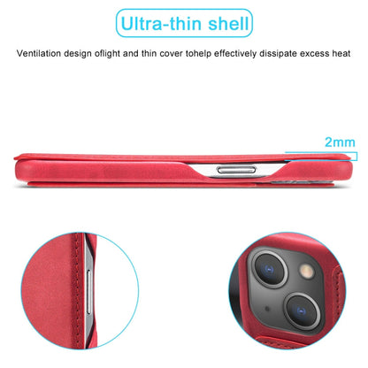 For iPhone 15 Plus LC.IMEEKE Hon Ancient Series Flip Leather Phone Case(Red)