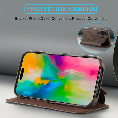 For iPhone 15 Plus LC.IMEEKE Hon Ancient Series Flip Leather Phone Case(Coffee)