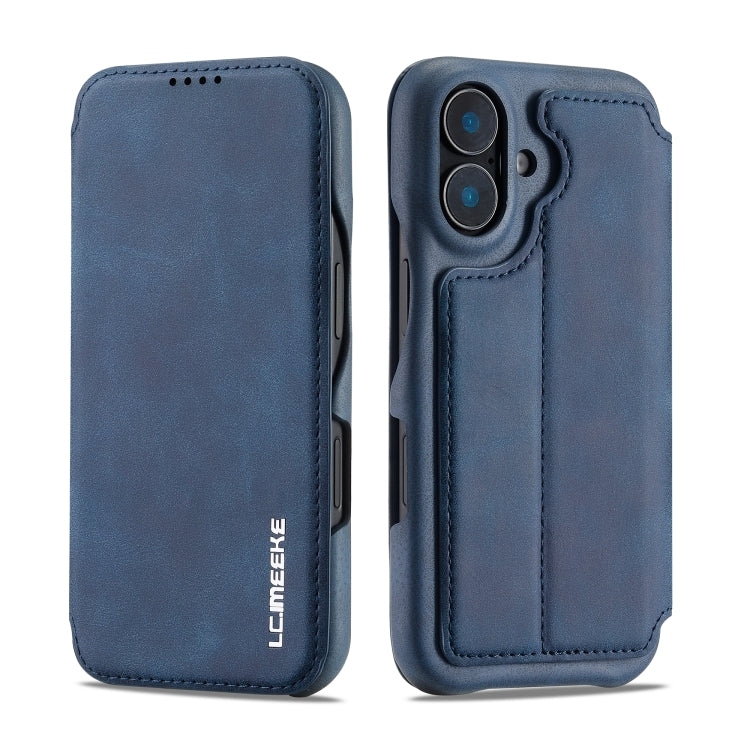 For iPhone 15 Plus LC.IMEEKE Hon Ancient Series Flip Leather Phone Case(Blue)