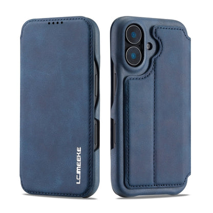 For iPhone 15 Plus LC.IMEEKE Hon Ancient Series Flip Leather Phone Case(Blue)