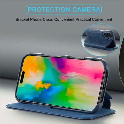 For iPhone 15 Plus LC.IMEEKE Hon Ancient Series Flip Leather Phone Case(Blue)