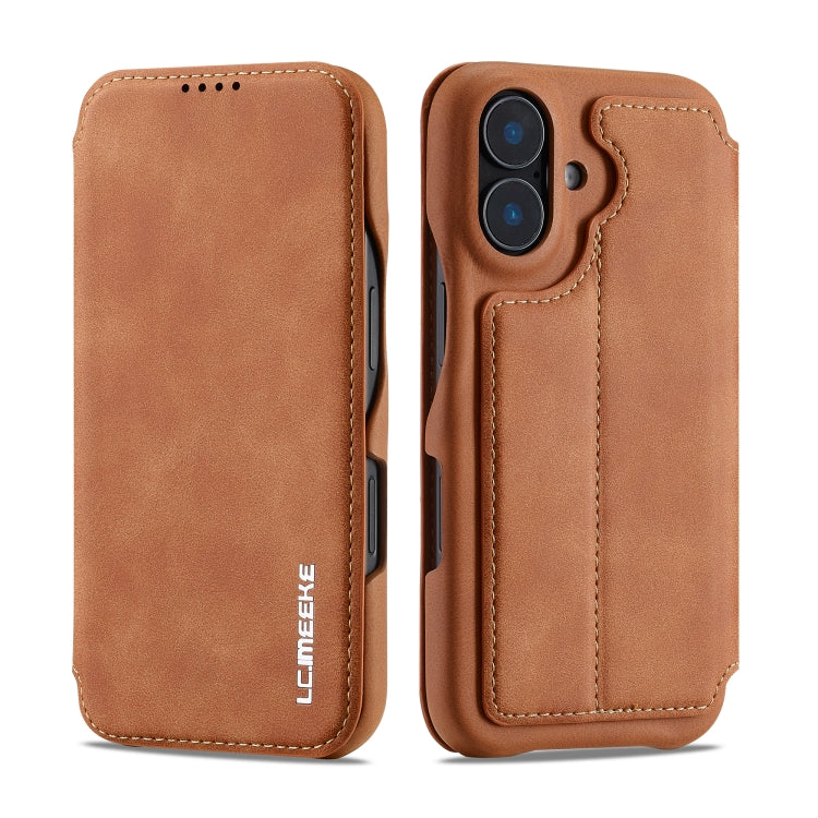 For iPhone 15 Plus LC.IMEEKE Hon Ancient Series Flip Leather Phone Case(Brown)