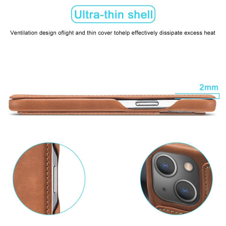 For iPhone 15 Plus LC.IMEEKE Hon Ancient Series Flip Leather Phone Case(Brown)