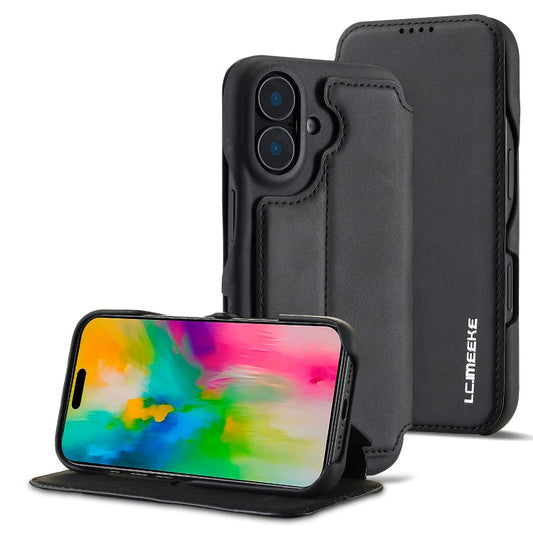 Pour iPhone 15 LC.IMEEKE Hon Ancient Series Étui de téléphone en cuir à rabat (noir)