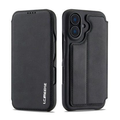 For iPhone 15 LC.IMEEKE Hon Ancient Series Flip Leather Phone Case(Black)