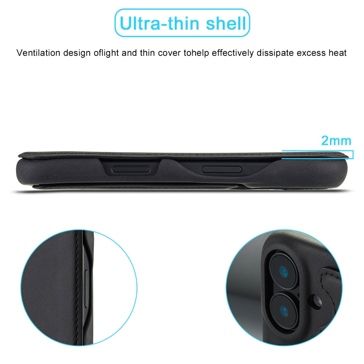 For iPhone 15 LC.IMEEKE Hon Ancient Series Flip Leather Phone Case(Black)