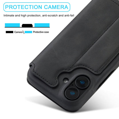 For iPhone 15 LC.IMEEKE Hon Ancient Series Flip Leather Phone Case(Black)