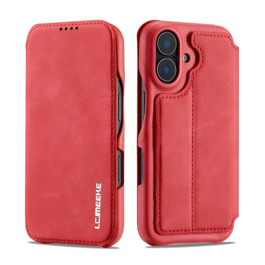Pour iPhone 15 LC.IMEEKE Hon Ancienne Série Étui de Téléphone en Cuir à Rabat (Rouge)
