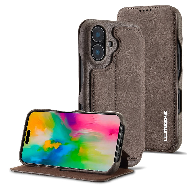 For iPhone 15 LC.IMEEKE Hon Ancient Series Flip Leather Phone Case(Coffee)