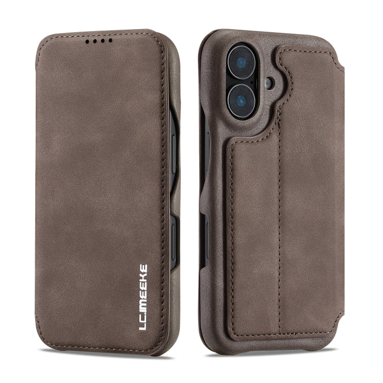 For iPhone 15 LC.IMEEKE Hon Ancient Series Flip Leather Phone Case(Coffee)