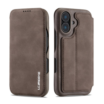 For iPhone 15 LC.IMEEKE Hon Ancient Series Flip Leather Phone Case(Coffee)