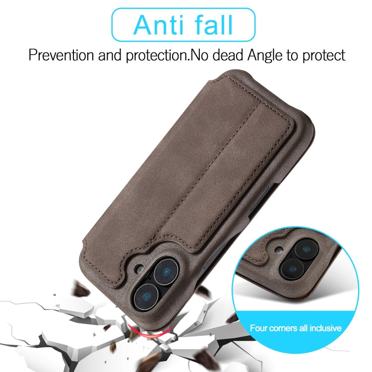 For iPhone 15 LC.IMEEKE Hon Ancient Series Flip Leather Phone Case(Coffee)