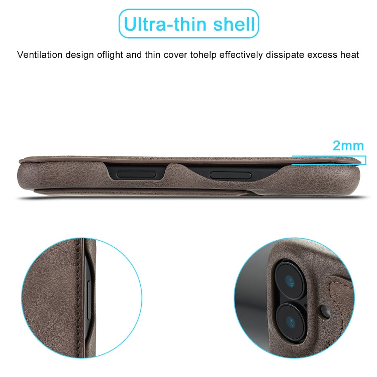 For iPhone 15 LC.IMEEKE Hon Ancient Series Flip Leather Phone Case(Coffee)