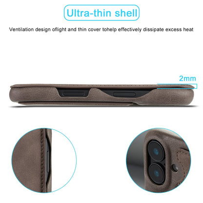 For iPhone 15 LC.IMEEKE Hon Ancient Series Flip Leather Phone Case(Coffee)