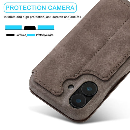 For iPhone 15 LC.IMEEKE Hon Ancient Series Flip Leather Phone Case(Coffee)