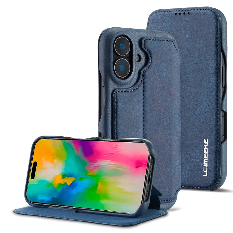 Pour iPhone 15 LC.IMEEKE Hon Ancient Series Étui portefeuille en cuir (bleu)