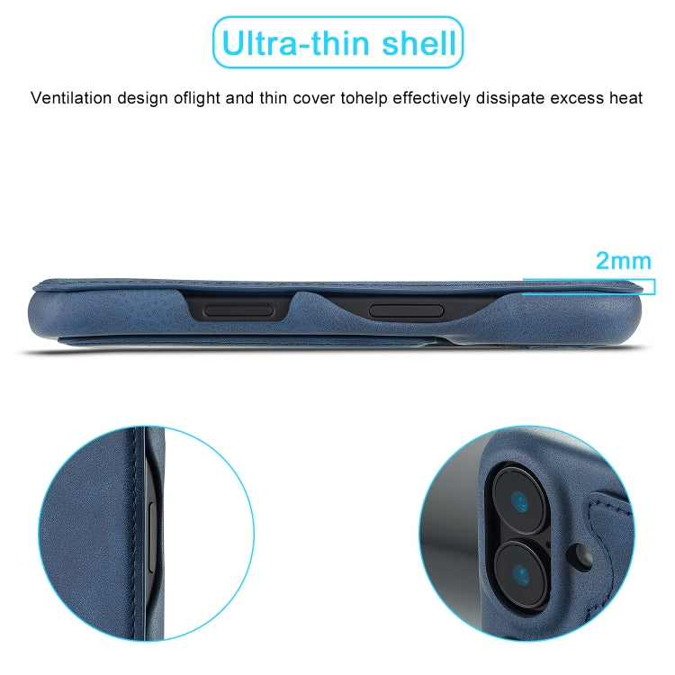 Pour iPhone 15 LC.IMEEKE Hon Ancient Series Étui portefeuille en cuir (bleu)