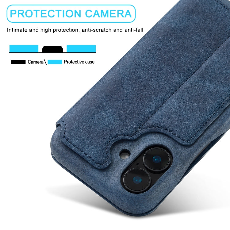 Pour iPhone 15 LC.IMEEKE Hon Ancient Series Étui portefeuille en cuir (bleu)