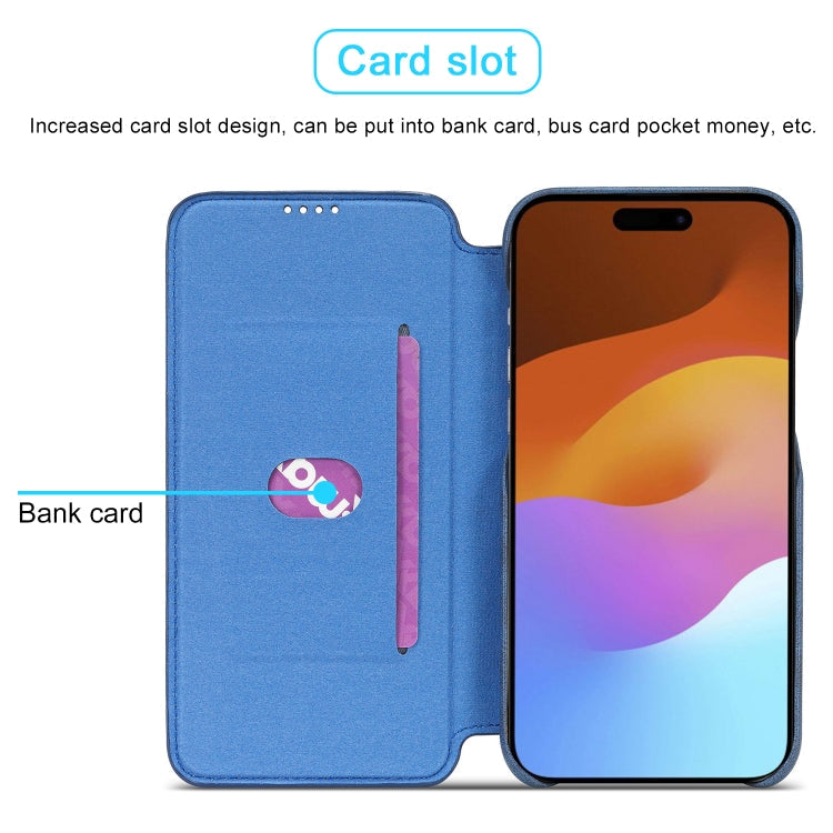 Pour iPhone 15 LC.IMEEKE Hon Ancient Series Étui portefeuille en cuir (bleu)