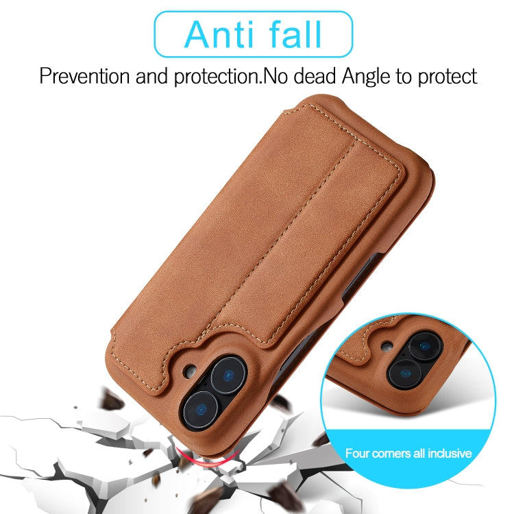 For iPhone 15 LC.IMEEKE Hon Ancient Series Flip Leather Phone Case(Brown)