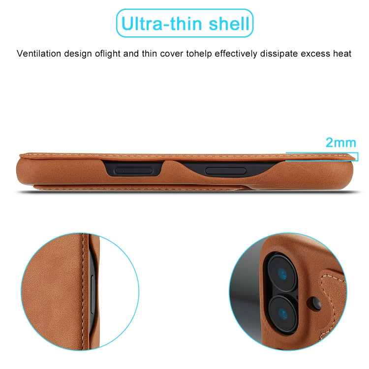 For iPhone 15 LC.IMEEKE Hon Ancient Series Flip Leather Phone Case(Brown)