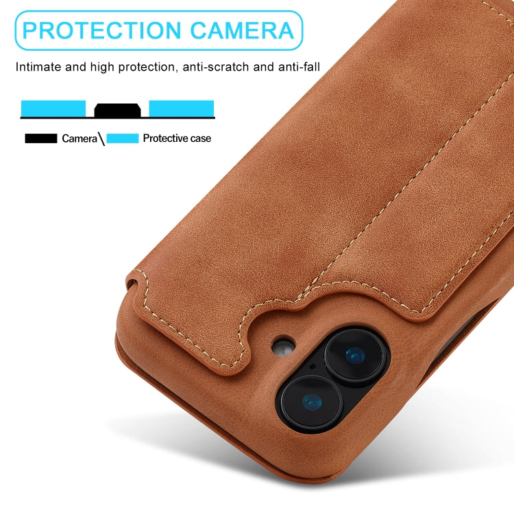 For iPhone 15 LC.IMEEKE Hon Ancient Series Flip Leather Phone Case(Brown)
